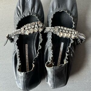Jeweled leather ballet flats black - Vera Wang Lavender